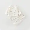 Ropa interior de algodón para recién nacidos Clase a 0-6 Meses Bebé Set de Velcro con Abertura en la Entrepierna Conjunto de Ropa Interior Térmica para Bebés Recién Nacidos Primavera y Otoño