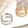 Anillo de Dedo Índice Retro Francés Transfronterizo de Lujo Ligero con Incrustaciones de Cobre y Circonita Anillo de Hoja de Nicho Anillo Versátil Simple Galvanizado