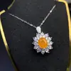 Colgante Fanta Natural con Colores Ardientes Brillantes, Piedra Suelta Rica de 6*8mm, Plata de Ley 925 Incrustación de Artesanía Fina