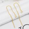 Versión coreana de accesorios para pendientes de bricolaje, accesorios para pendientes hechos a mano, pendientes largos chapados en cobre que conservan el color, pendientes de oro de 14k al por mayor