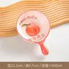 Cuenco cerámico de alta calidad con asa, con decoración bajo vidriado, apto para uso doméstico, para servir comidas, sopas, postres y aperitivos; resistente al calor y duradero