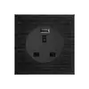 Serie de trefilado de aluminio L77 transfronteriza Interruptor de reinicio Punto Negro Panel de enchufe de Hong Kong británico Instalación empotrada estándar británico