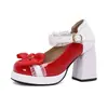 Zapatos de caramelo con encaje de lazo dulce plataforma tacones altos de suela gruesa Mary Jane zapatos de vestir 40-43 comercio exterior