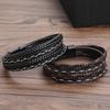 Pulsera de cuero multicapa creativa de moda europea y americana, tendencia personalizada tejida simple con hebilla magnética, pulsera de cuero PU