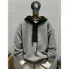 Nuevo suéter de punto con capucha para otoño e invierno para hombres y parejas, cuello Henry de bloques de color, chaqueta estilo old money, venta al por mayor de fábrica transfronteriza