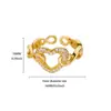 Anillo de Corazón Geométrico Multicapa de Cobre Incrustado con Circonita de Nuevo Estilo Europeo y Americano para Mujer Lleno de Diamantes, Anillo Elegante para Mujer de Lujo Ligero y Versátil