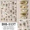 Adesivos de nail art com tema de Halloween europeu e americano em folha de ouro de morcego, fantasminha e cabeça de abóbora, adesivos de celular 3D DIY à prova d'água