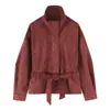 Chaqueta Abrigo de Moda Elegante para Mujer Estilo Europeo y Americano 2026 con Cuello Alto, Gamuza y Cinturón 6318243