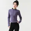 Chaqueta de Yoga de Terciopelo Grueso para Otoño e Invierno para Mujer, Cuello Alto, Cremallera, Adelgazante, Cálida, Fitness, Running, Deportes, Top de Manga Larga