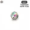 F136 Titanio Curvado Fondo Plano Bisel de Tres Garras Zircón 5A 3/4/5mm Stud para Labio Stud para Hélice de Oreja Joyería Accesorio Cabeza