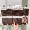 Nuevo Estilo Otoño e Invierno para Mujer: Calcetines holgados estilo Old Money, Calcetines altos, Calcetines holgados de encaje de color liso, Calcetines con separación de dedos para mujer