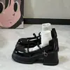 Zapatos Mary Jane de plataforma de cuero negro para mujer, nueva colección otoño 2026, estilo británico moderno, diseño retro, con tacón grueso para mayor altura