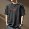 Camiseta de Manga Corta para Hombre Estilo Americano, Peso Pesado, Estampada, Otoño, Corte Holgado, Talla Grande, Manga Media, Camiseta de Marca Trendy Oversize