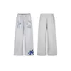 Pantalones deportivos retro americanos con estampado de letras en el bolsillo para mujer, nicho, casual, corte holgado, pierna ancha recta para street dance, pantalones casuales