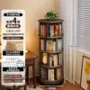 Estantería giratoria de madera maciza, estante de almacenamiento móvil de pie de 360 grados, gabinete estrecho integrado para montar en la pared, librero para esquina del hogar