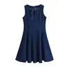 Ropa de Mujer Transfronteriza 2026 Moda Europea y Americana Versátil Simple Sin Mangas Cuello Redondo Corbata Vestido de Mezclilla para Mujer M226374