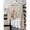 Otoño Temprano 2025 Nuevas Camisetas de Manga Larga con Estampado de Cachorros para Mujer Coreana Holgada Protector Solar Blusa Camiseta de Cuello Redondo Camisa de Aire Acondicionado