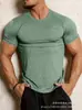 Talla transfronteriza EE. UU./UE En stock Deportivo Iónico Elástico Ajustado Casual Secado Rápido Running Cuello Redondo Manga Corta Top T