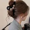 Pinza para el Cabello Perla Marrón Terciopelo Pinza Tiburón Grande Pinza para el Cabello para Mujeres 2025 Nuevo Clip de Gama Alta Accesorios para el Cabello