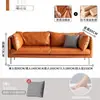 Sofá de cuero vintage, diseño minimalista de lujo ligero italiano, adecuado para recepción, apartamentos de alquiler, espacios pequeños, uso casual, sofá recto de tres plazas para la sala de estar