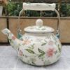 Tetera de Esmalte Engrosado, Hervidor de Agua, Cocina de Inducción, Cafetera para Té de la Tarde Francés, Tetera de Flores Retro, Olla para Medicamentos