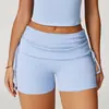 Shorts de Yoga Cintura Alta Sem Costura Justos com Cordão, Calças Levanta Bumbum, Shorts Esportivos para Pilates Feminino 3055
