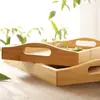 Nueva Bandeja de Escritorio de Madera de Bambú Chino Plato Casero para Desayuno Plato de Madera Maciza de Hotel Bandeja para Tazas y Accesorios de Té Bandeja de Mano