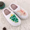 Nuevas Zapatillas de Algodón Lindas de Dibujos Animados para Otoño e Invierno 2024, con Estampado de Hombre de Jengibre y Árbol de Navidad, Cómodas para el Hogar