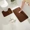 Alfombra de Piso de Terciopelo Coral con Relieve de Piedra de Guijarro Juego de Dos Piezas para Inodoro y Baño Alfombra de Piso Antideslizante Resistente a Manchas y Absorbente de Agua