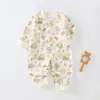 Mameluco de algodón puro clase A para bebé de manga larga, estilo primavera y otoño, mameluco de bebé, pijama para casa con estampado de dibujos animados