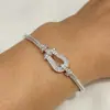 Pulseira com Fivela de Ferradura, Luxo Leve e de Alta Qualidade, Cheia de Diamantes, Pulseira Exquisita, Estilo Casal, Celebridade da Internet, Pulseira Versátil e Fashion em Ouro Rosé