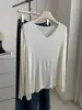 Camiseta de manga larga para mujer, mezcla de lana Tencel, con corte relajado y fluido, color liso y diseño oversized, perfecta como capa base para el otoño de 2026