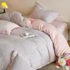 Conjunto de Roupa de Cama Jacquard de Chenille Leite Fleece de Alta Qualidade com Quatro Peças para Outono e Inverno, Lençol de Cama Espesso Quente, Capa de Edredom, Roupa de Cama para Quarto Principal 4