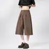 2026 Verão Novo Estilo Calça Social Reta Fluida Cintura Alta Casual Solta Emagrecedora Wide-Leg Cropped para Homens Atacado
