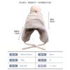 Gorro de Invierno para Exterior a Prueba de Frío para Ciclismo Combinable Cálido con Pompon de Pelo Gorro de Lana Grueso con Protección para las Orejas Rayado Cortavientos Tipo Lei Feng para Mujer