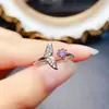 Anillo Popular de Zafiro Rosa Natural al por Mayor de Fábrica Plata S925 Incrustado Piedra Principal 3*3 Joyería de Lujo Venta Directa de Fábrica
