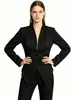 Moda Europea y Americana Transfronteriza para Mujeres: Elegante Blazer Asimétrico de Corte Ajustado con Cinturón de Corbata y Cuello en V