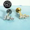 Titânio G23 Folha Marquise Zircônia Lábio Unha Haste 1.2mm Rosca Interna Unha Humana Unha da Orelha Unha do Osso da Orelha Joia para Piercing