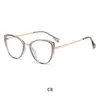Gafas de Moda Cat-Eye Europeas y Americanas de Moda con Protección contra Luz Azul, Aptas para Lentes Graduados, Montura de Metal