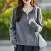 26 Nuevo Cárdigan de Punto con Capucha de Lana Fina para Otoño e Invierno con Cremallera, Chaqueta Superior Suave y Cálida de Corte Holgado