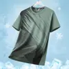 2025 Nueva Camiseta de Manga Corta de Seda de Hielo para Hombre Verano Cuello Redondo Media Manga Secado Rápido Ropa Exterior Ligera Transpirable Ropa Deportiva