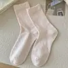 Calcetines para mujer, estilo para niñas, hilo de algodón puro, calcetines de media pantorrilla para mujer, nuevo estilo popular 2026, primavera, otoño, verano, blanco, holgados, estilo ins