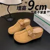 Altura Interna 9cm Sapatos Birkenstock Feminino 2026 Novo Slip-on Outdoor Chinelos Fechados nos Dedos Sapatos Casuais Retrô de Sola Grossa