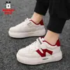 Zapatos infantiles Babu Dou, zapatillas blancas para niños y niñas, nuevo modelo otoño 2026, zapatillas deportivas de cuero para niños, zapatos casuales para niñas