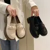 Otoño 2025 Mocasines de Trabajo de Cuero Suave para Mujer Nuevos Suela Gruesa Tacón Grueso Estilo Británico Zapatos Estilo Universitario Zapatos de Cuero sin Cordones