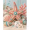 Kit de Pintura de Perlas DIY Mundo Marino: Tortuga, Delfín, Concha y Coral, 30x40cm, Paquete de Materiales para Pintura de Diamantes Hecha a Mano
