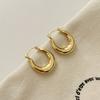 Hebilla de Oreja Metálica Dorada Vintage para Mujer Nicho de Alta Gama Elegante Arete Elegante 2024 Nuevos Aretes Estilo Hong Kong