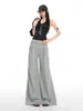 Yechuan # Pantalones Casuales Acampanados Grises para Mujer 2026 Nuevo Diseño con Cremallera, Pantalones Casuales Sueltos de Pierna Ancha Adelgazantes