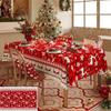 Nuevo Mantel Navideño Impermeable de Poliéster Amazon Transfronterizo Navidad Cuadros Fiesta Decorativo Encaje Mantel