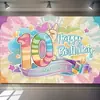 Amazon Fondo de Cumpleaños Temático de Esponja Amarilla de Dibujos Animados Banner Feliz Cumpleaños para Niña Suministros de Decoración de Cumpleaños